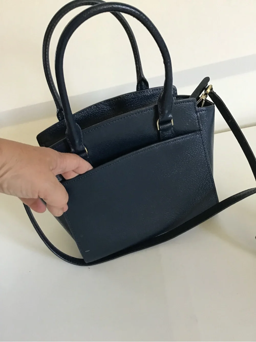 Kate Spade New York Dark Navy Pebbled Leather Small Satchel Crossbody Bag